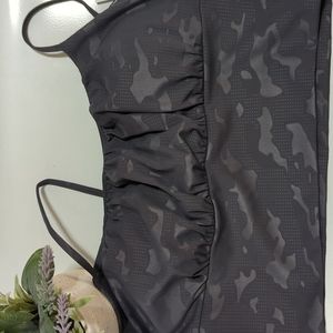 NWT Zyia Grey Battleship Camo Luxe Ruched Bra XXL